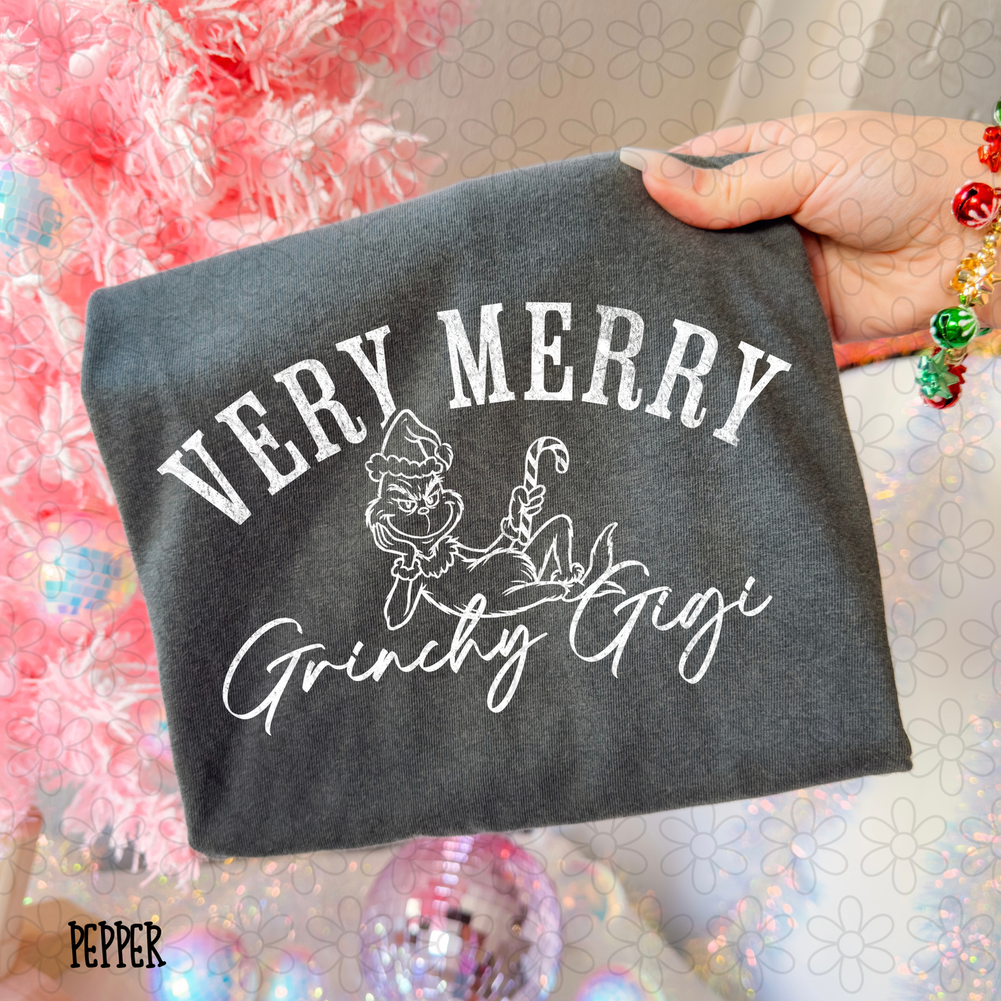 Very Merry Grinchy Name White (Multiple Options) Completed Tee