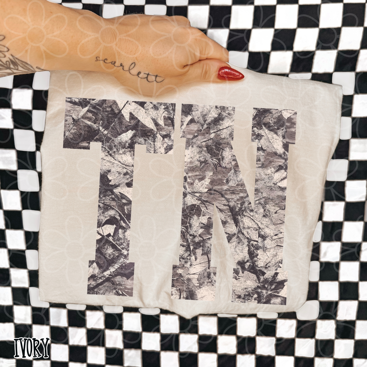 Leafy Camo State Abbreviations (Multiple Options) Completed Tee