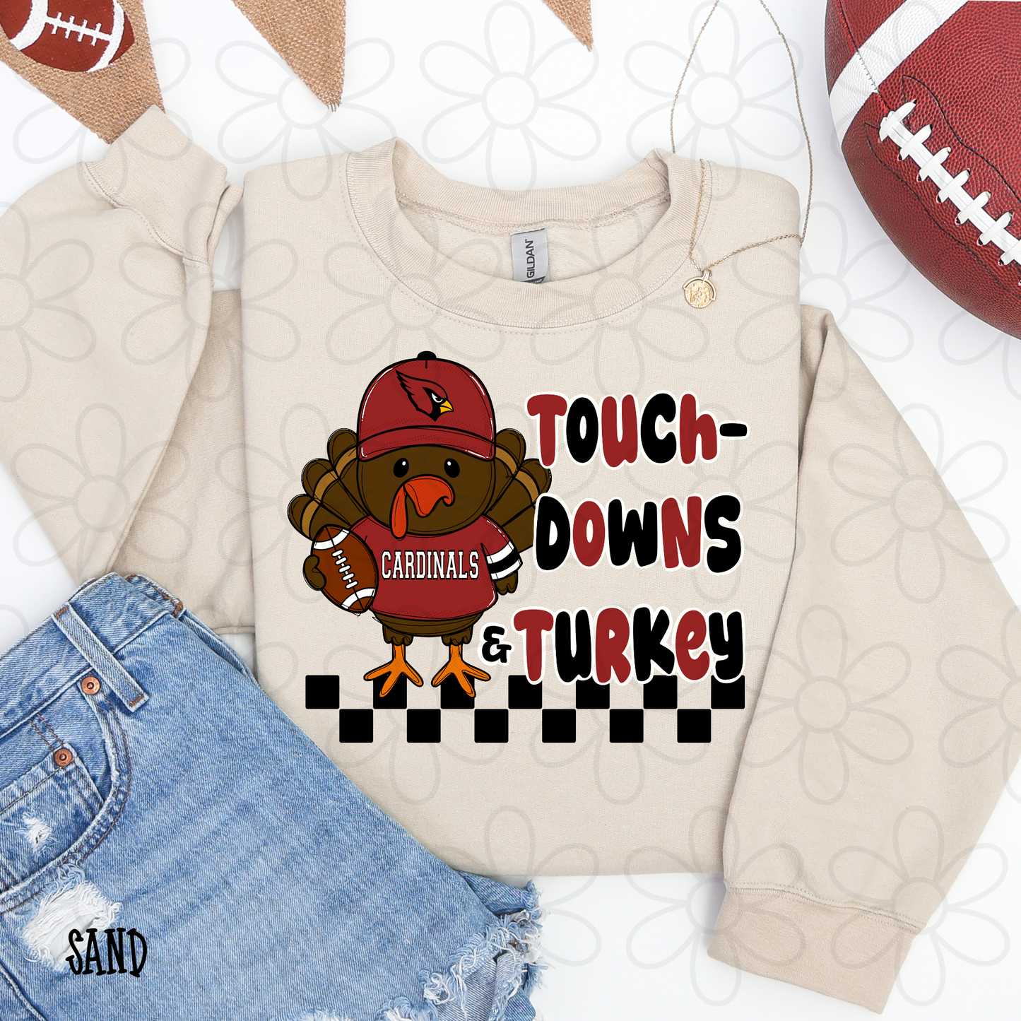 Touchdowns & Turkey Football Teams (Multiple Options) Kids Completed Tee