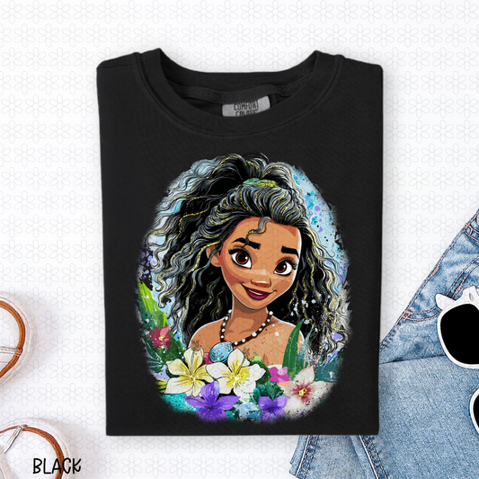Gold Glitter Tropical Moana Completed Tee