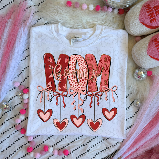 Valentines Hanging Hearts & Bows Name (Multiple Options) DTF Transfer