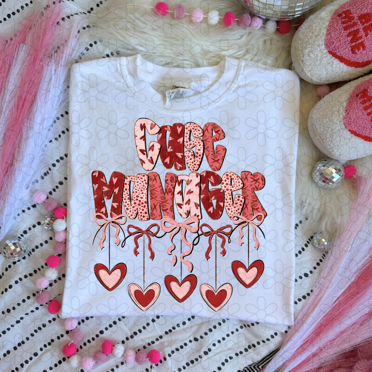 Valentines Hanging Hearts & Bows Name (Multiple Options) DTF Transfer