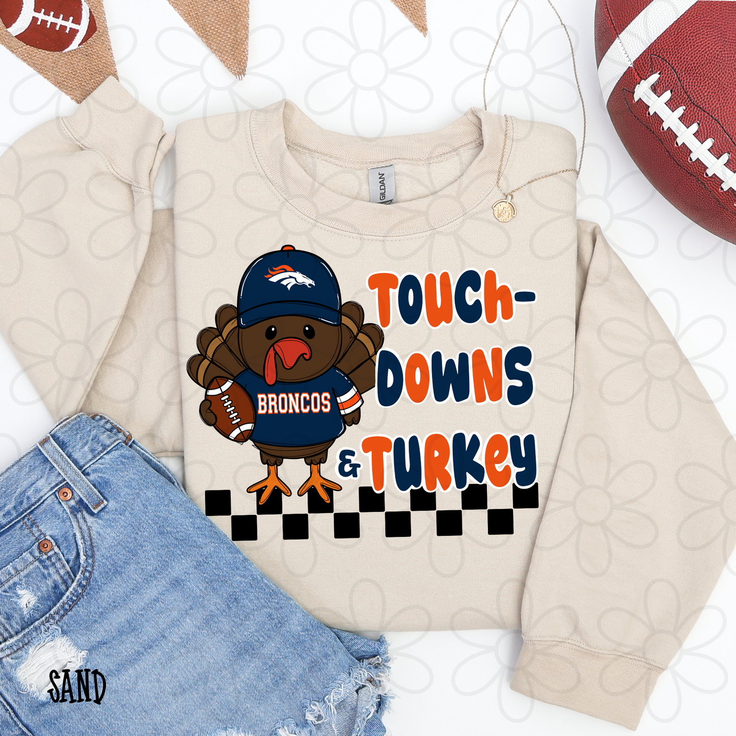 Touchdowns & Turkey Football Teams (Multiple Options) Completed Tee