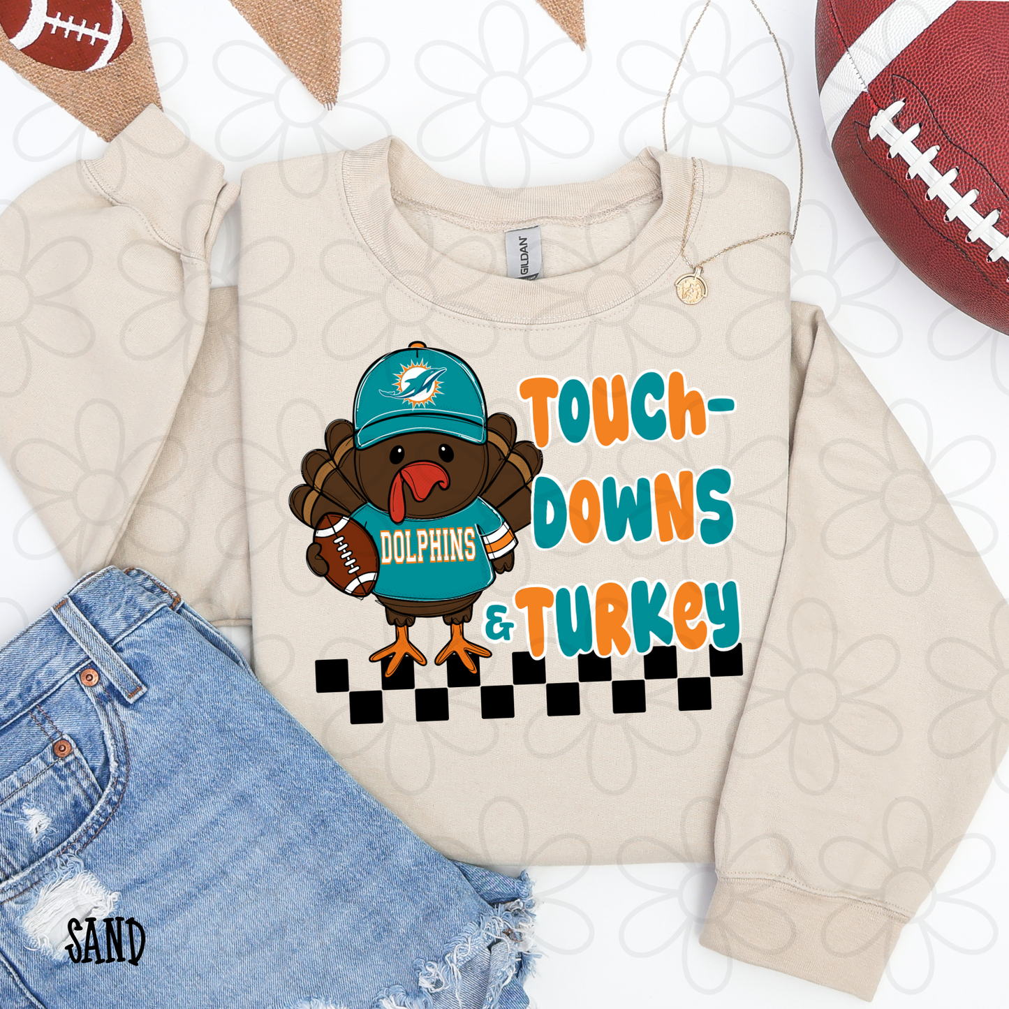 Touchdowns & Turkey Football Teams (Multiple Options) Completed Tee