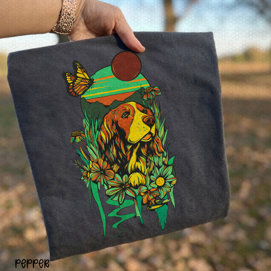Retro Hunting Dog Completed Tee