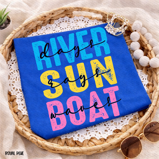 River Sun Boat- Black DTF Transfer