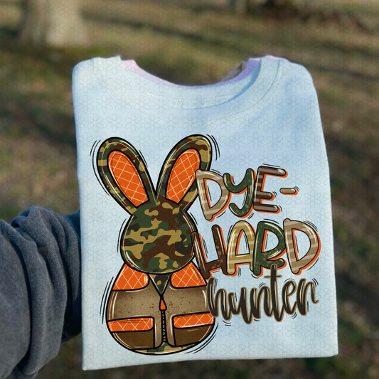 Orange Camo Bunny Dye Hard Hunter DTF Transfer