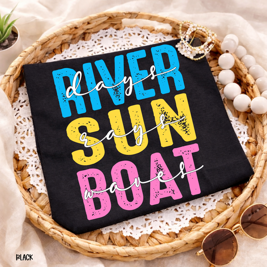 River Sun Boat- White DTF Transfer