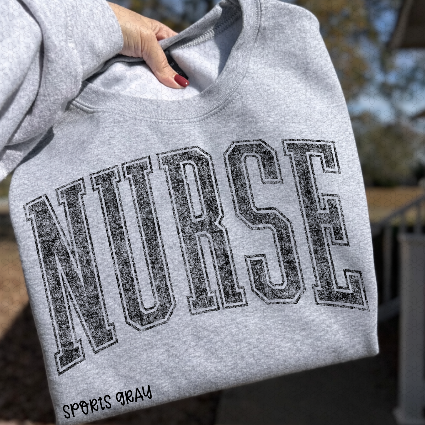 Black Grey Distressed Nurse Completed Tee