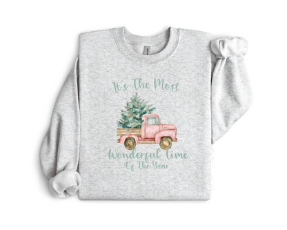 Most Wonderful Time Of The Year Pink Truck Completed Tee