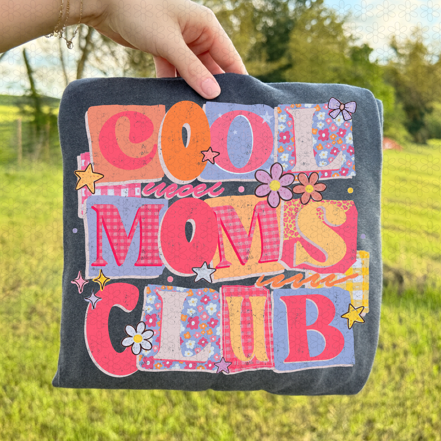 Floral Retro Cool Moms Club Completed Tee