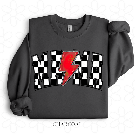 MaMa Checkered Red Lightning Bolt DTF Transfer