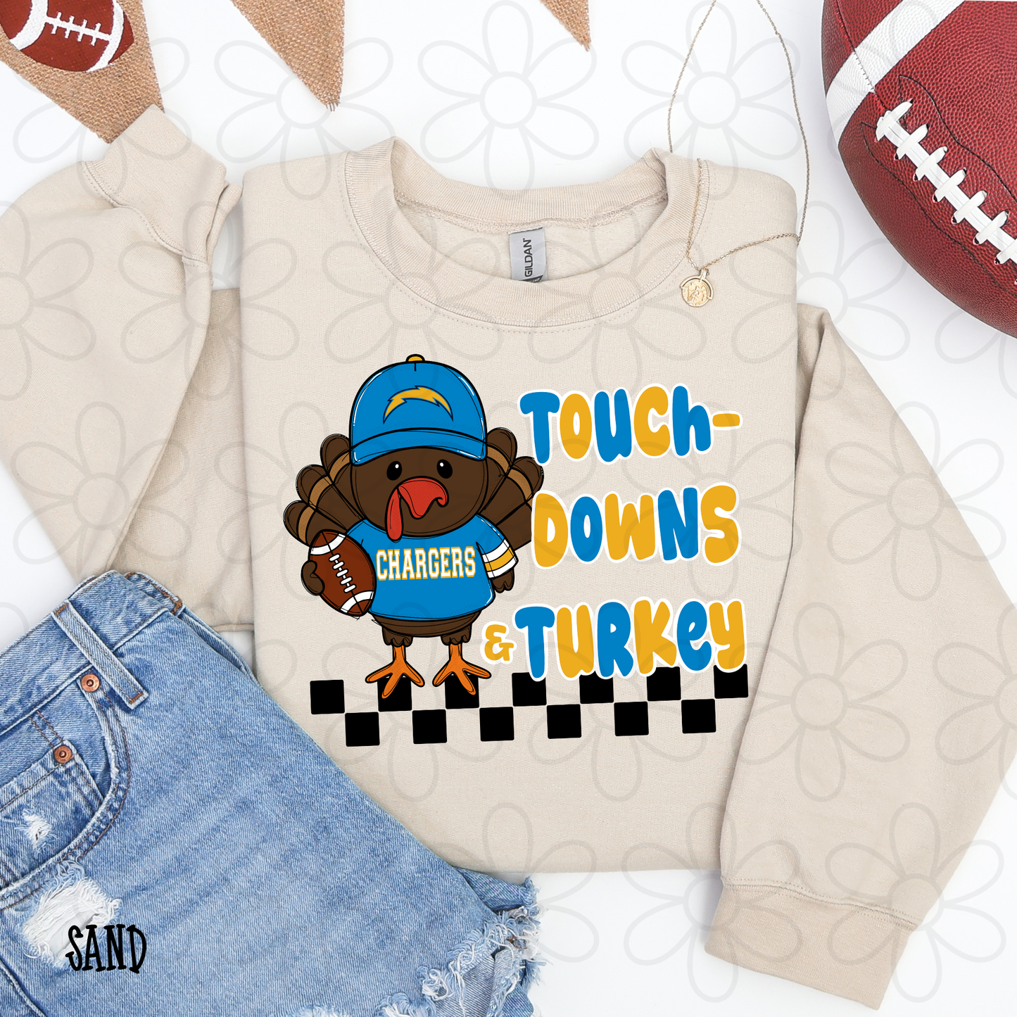 Touchdowns & Turkey Football Teams (Multiple Options) Completed Tee