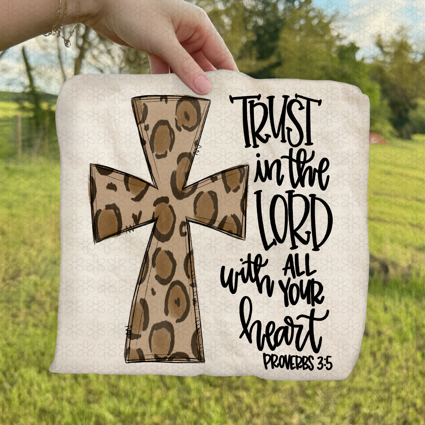 Leopard Cross Trust In The Lord With All Your Heart DTF Transfer