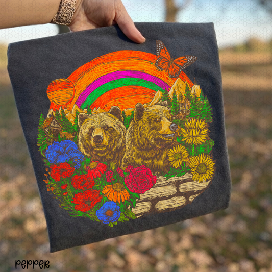 Retro Neon Bear Completed Tee
