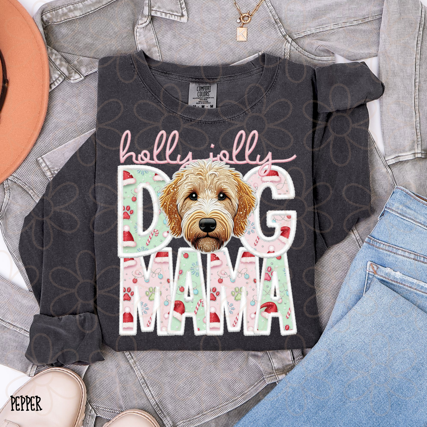 Holly Jolly Dog Mama (Multiple Options) Completed Tee