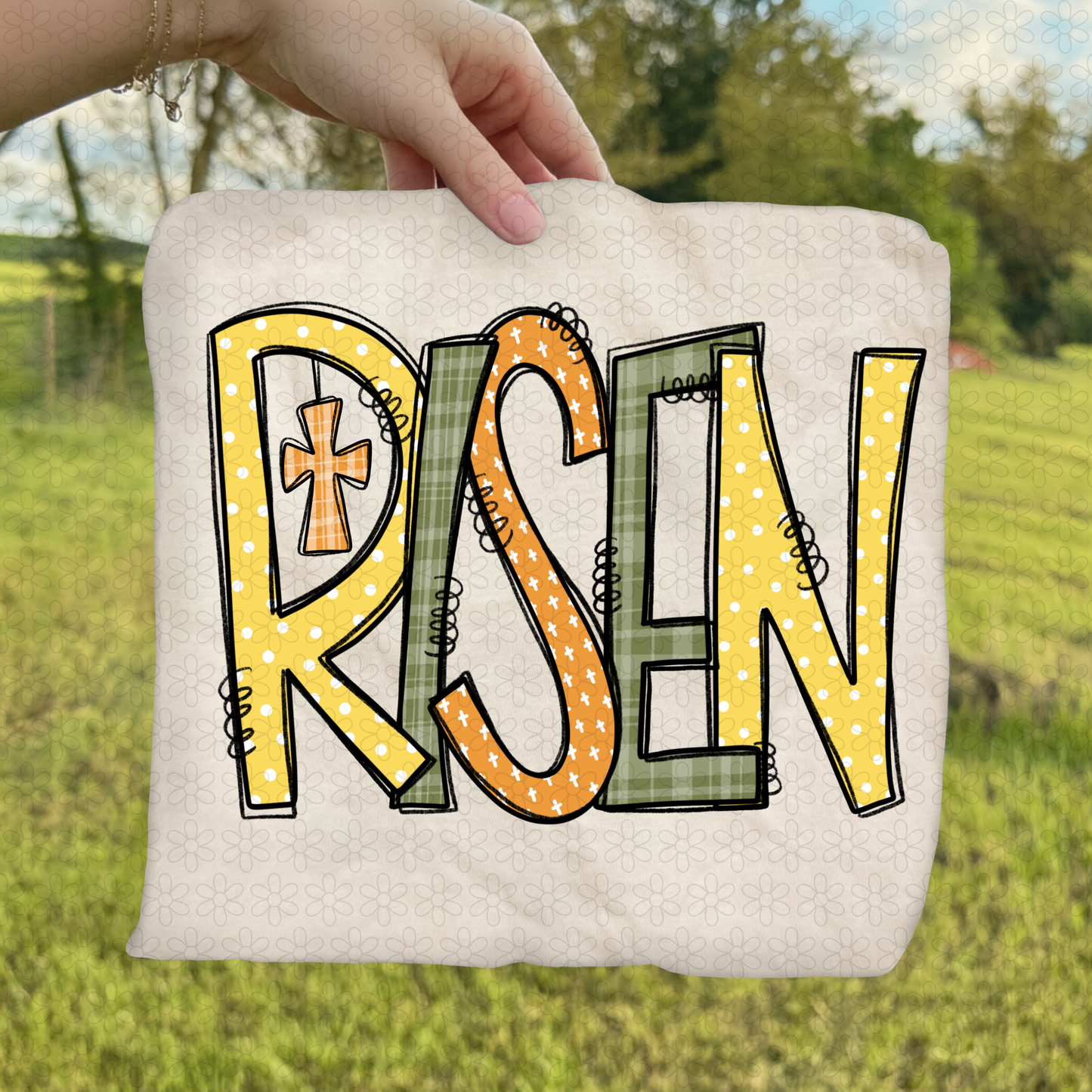 Yellow Green Orange Risen DTF Transfer