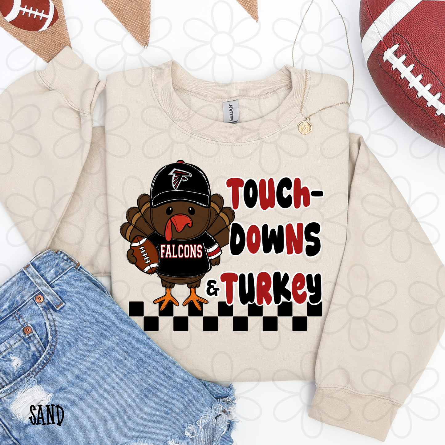Touchdowns & Turkey Football Teams (Multiple Options) Kids Completed Tee