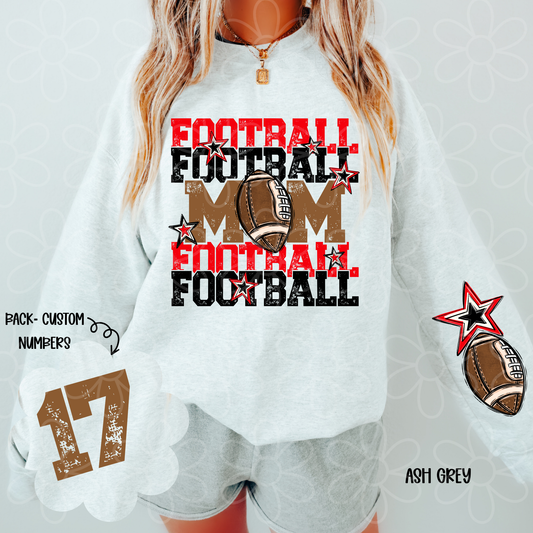 Football Mama Custom Number (Multiple Color Options) Completed Tee