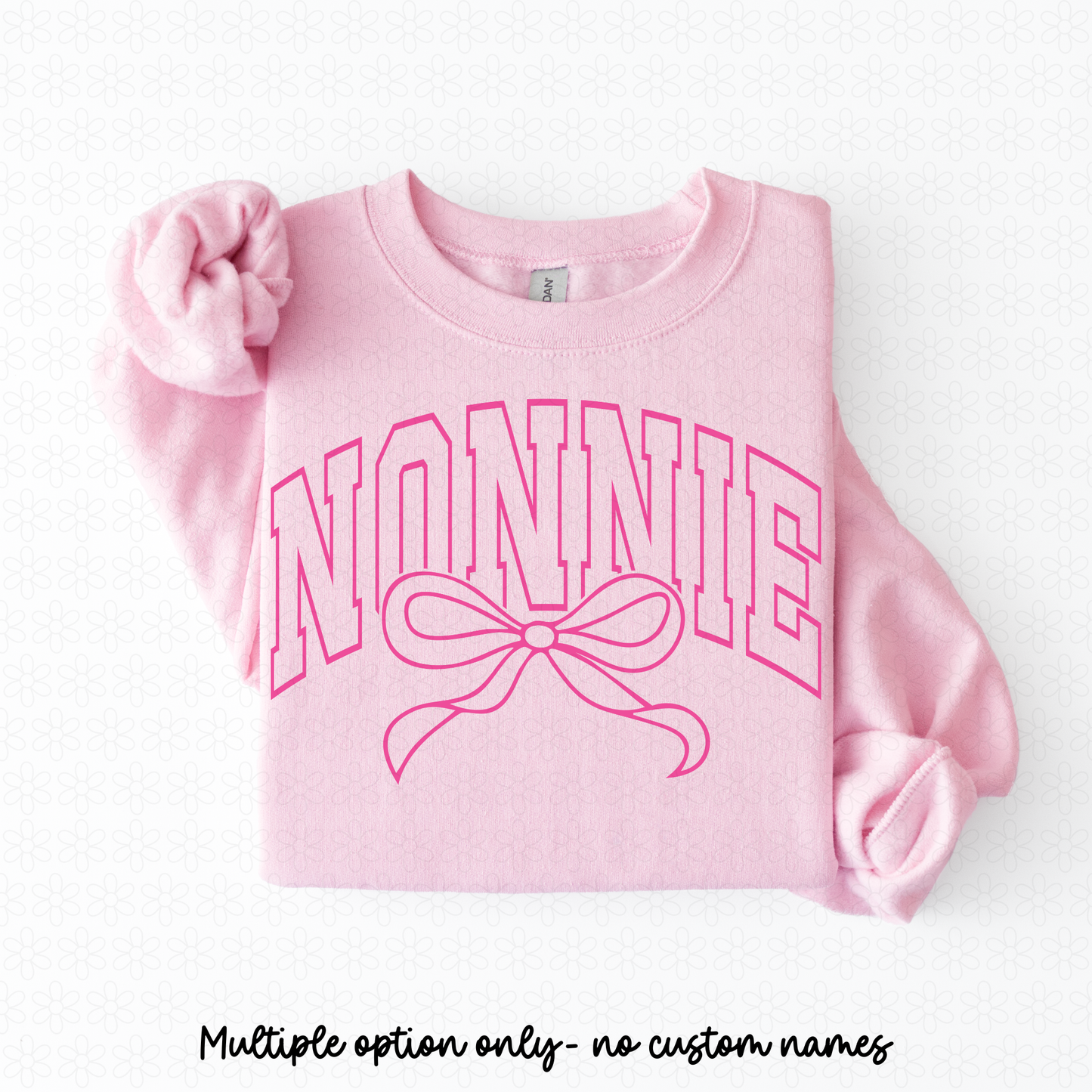 Varsity Pink Bow Name (Multiple Options- No Customs) DTF Transfer