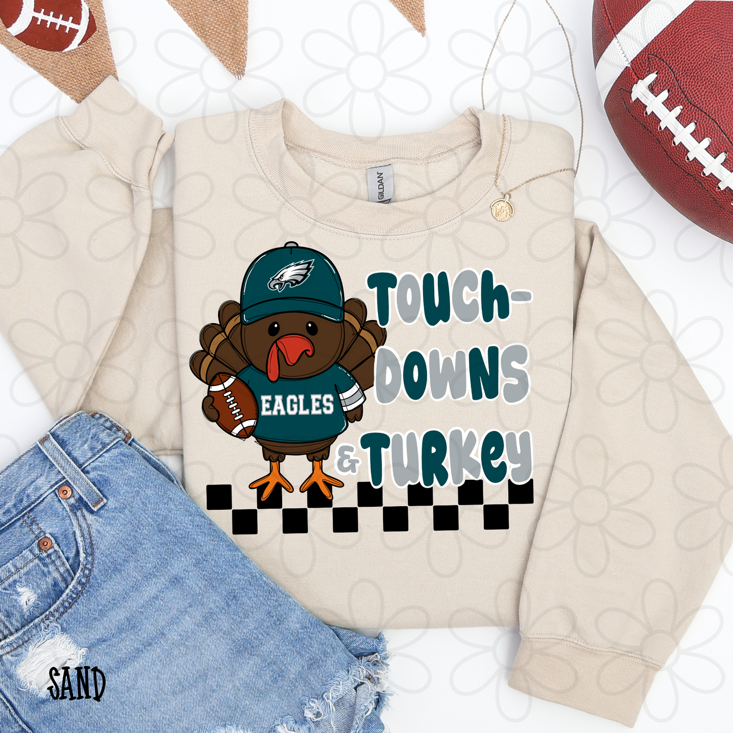 Touchdowns & Turkey Football Teams (Multiple Options) Completed Tee
