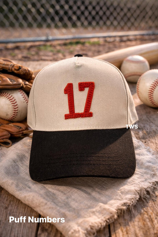 Puff Custom Numbers Embroidery Hats