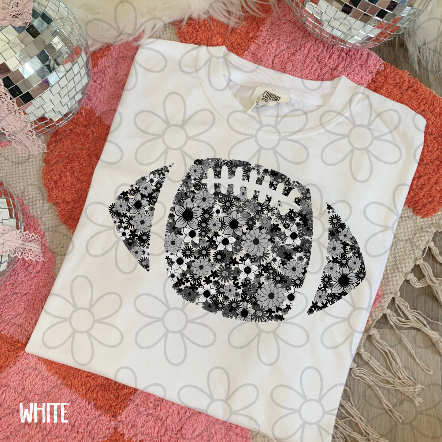 Floral Football Team Colors (Multiple Options) Kids Completed Tee