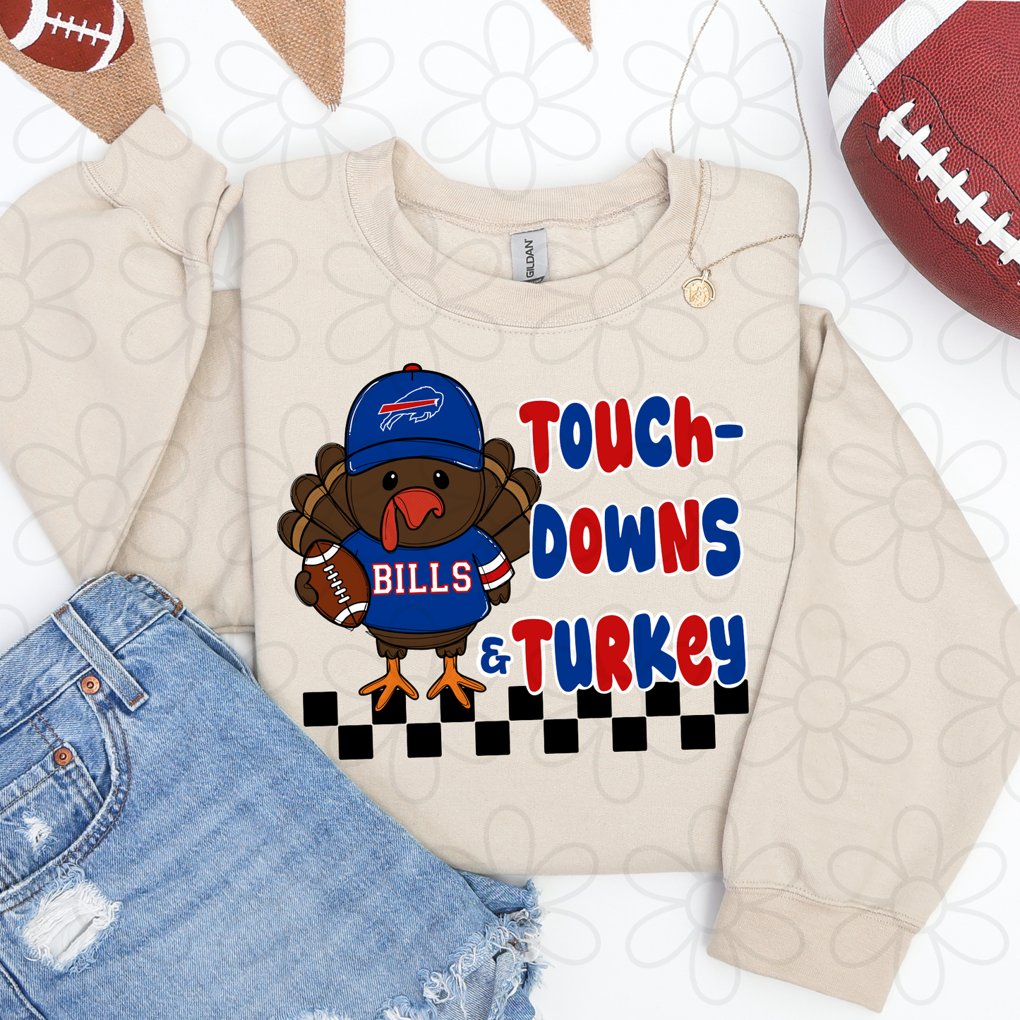 Touchdowns & Turkey Football Teams (Multiple Options) Completed Tee