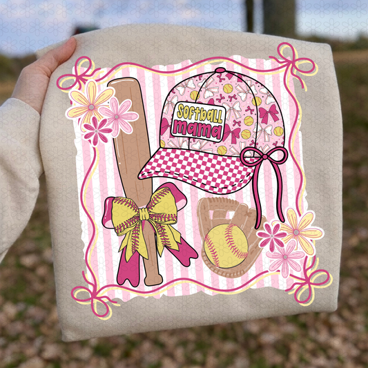 Softball Mama Hat Coquette Completed Tee