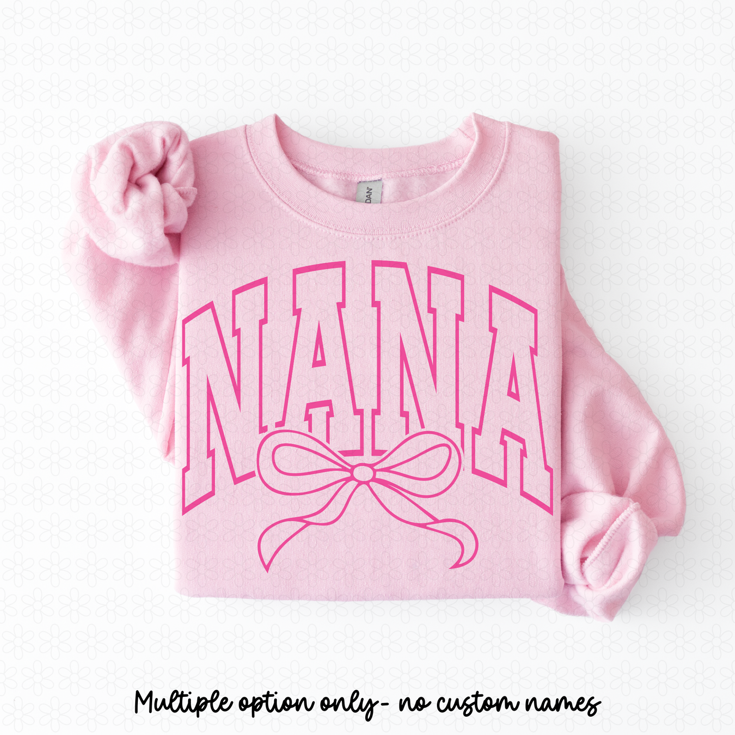 Varsity Pink Bow Name (Multiple Options- No Customs) Completed Tee