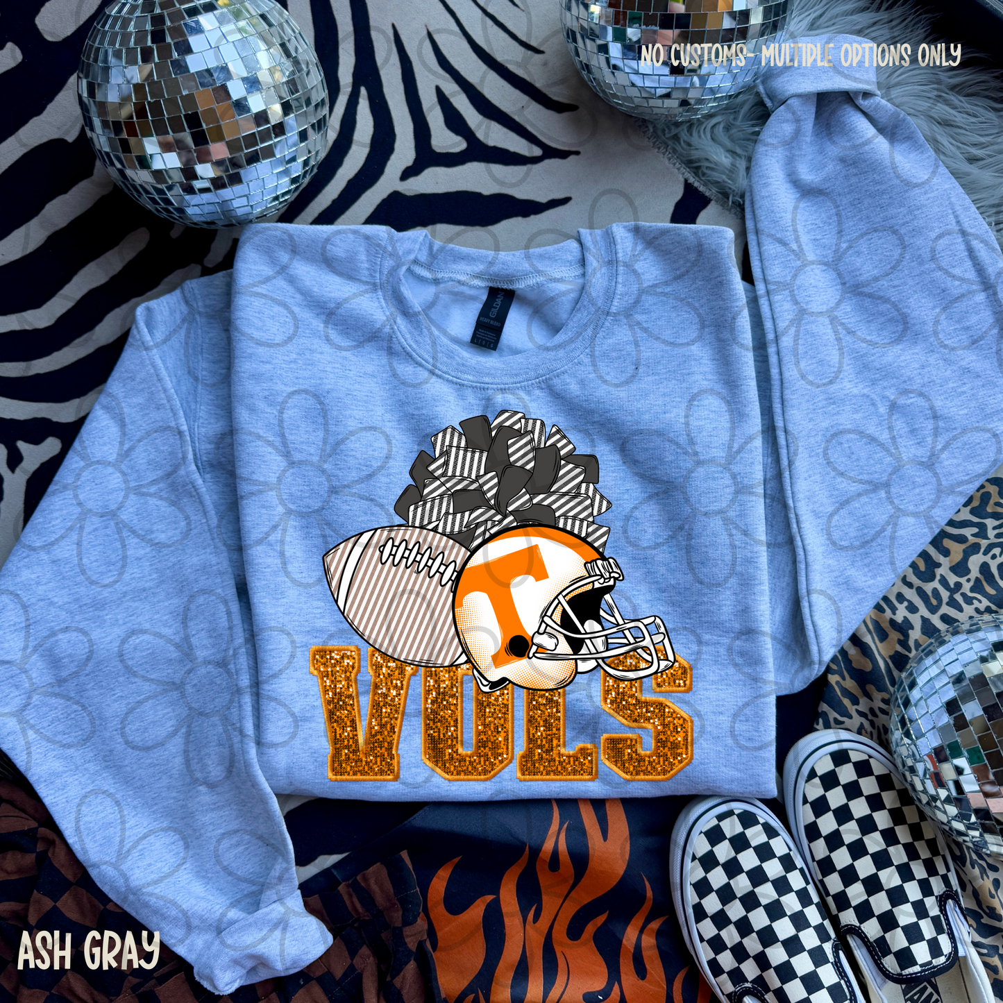Football Teams Helmet Pom Poms (Multiple Options) Completed Tee