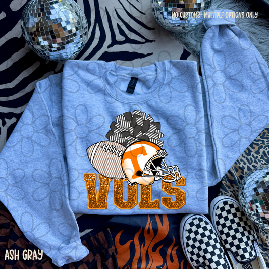 Football Teams Helmet Pom Poms (Multiple Options) Completed Tee