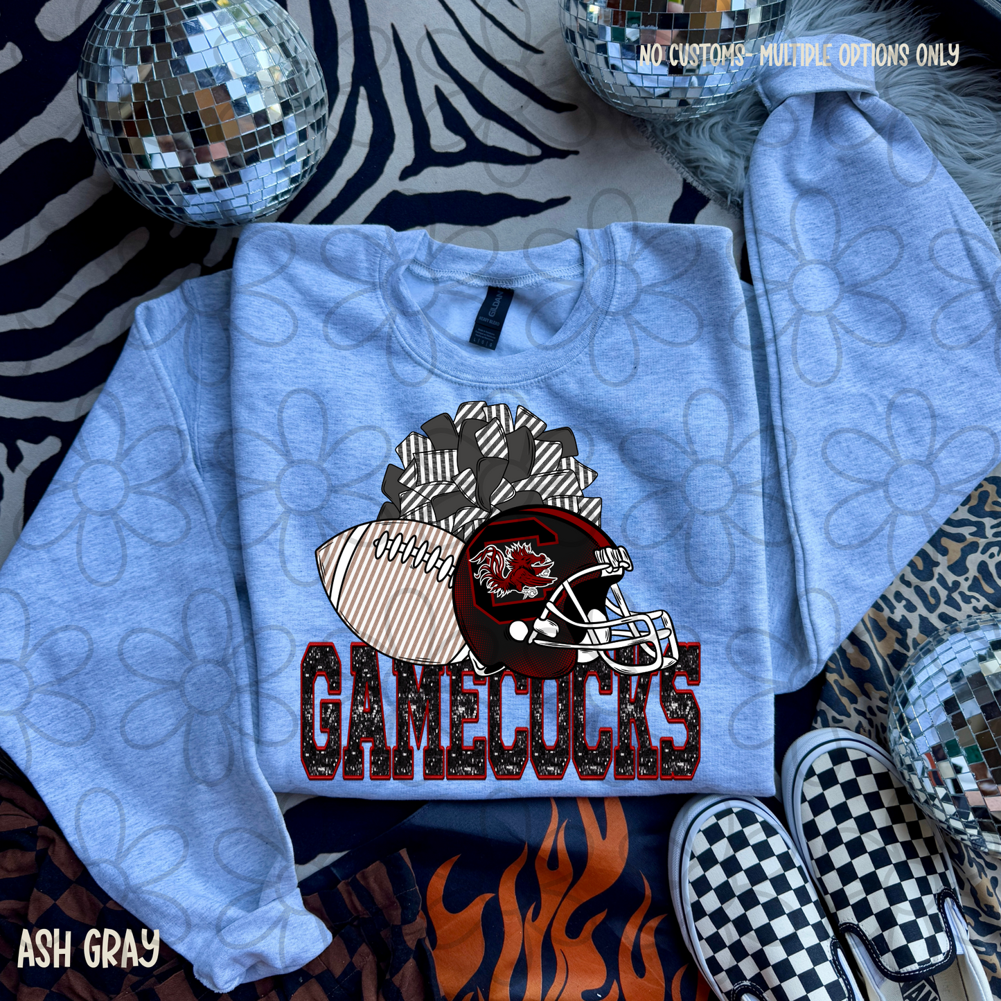 Football Teams Helmet Pom Poms (Multiple Options) Completed Tee
