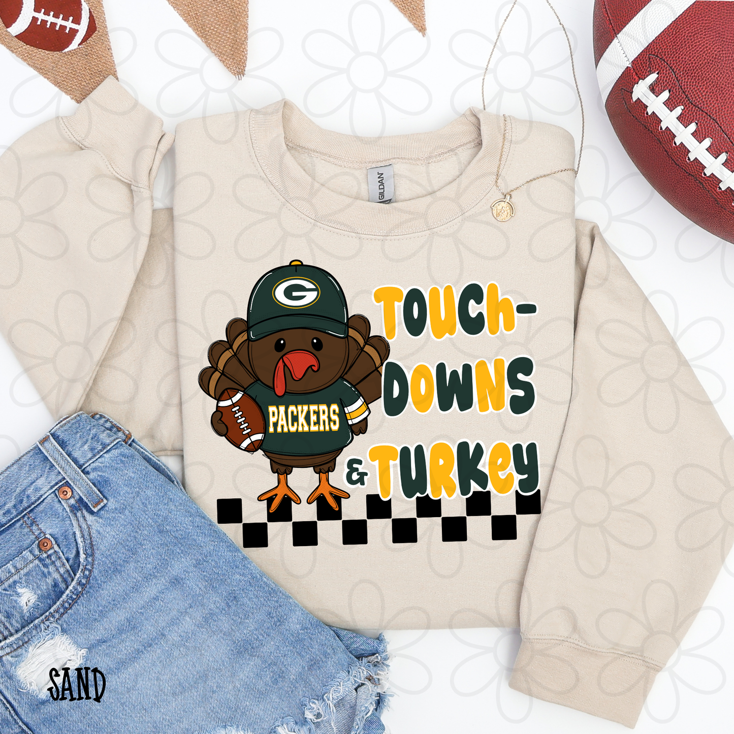 Touchdowns & Turkey Football Teams (Multiple Options) Completed Tee