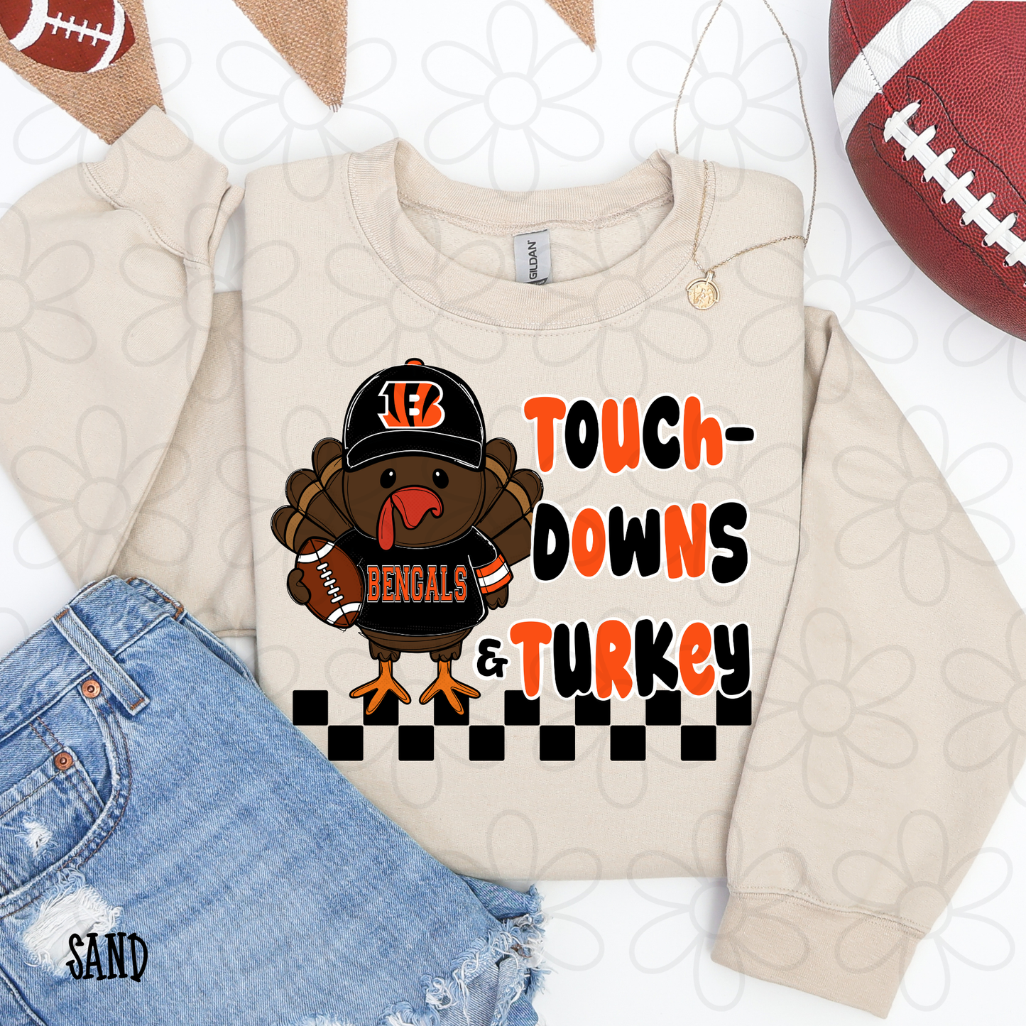 Touchdowns & Turkey Football Teams (Multiple Options) Completed Tee