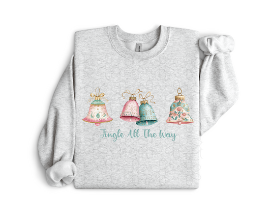 Jingle All The Way Pink and Turquoise Bells Kids Completed Tee