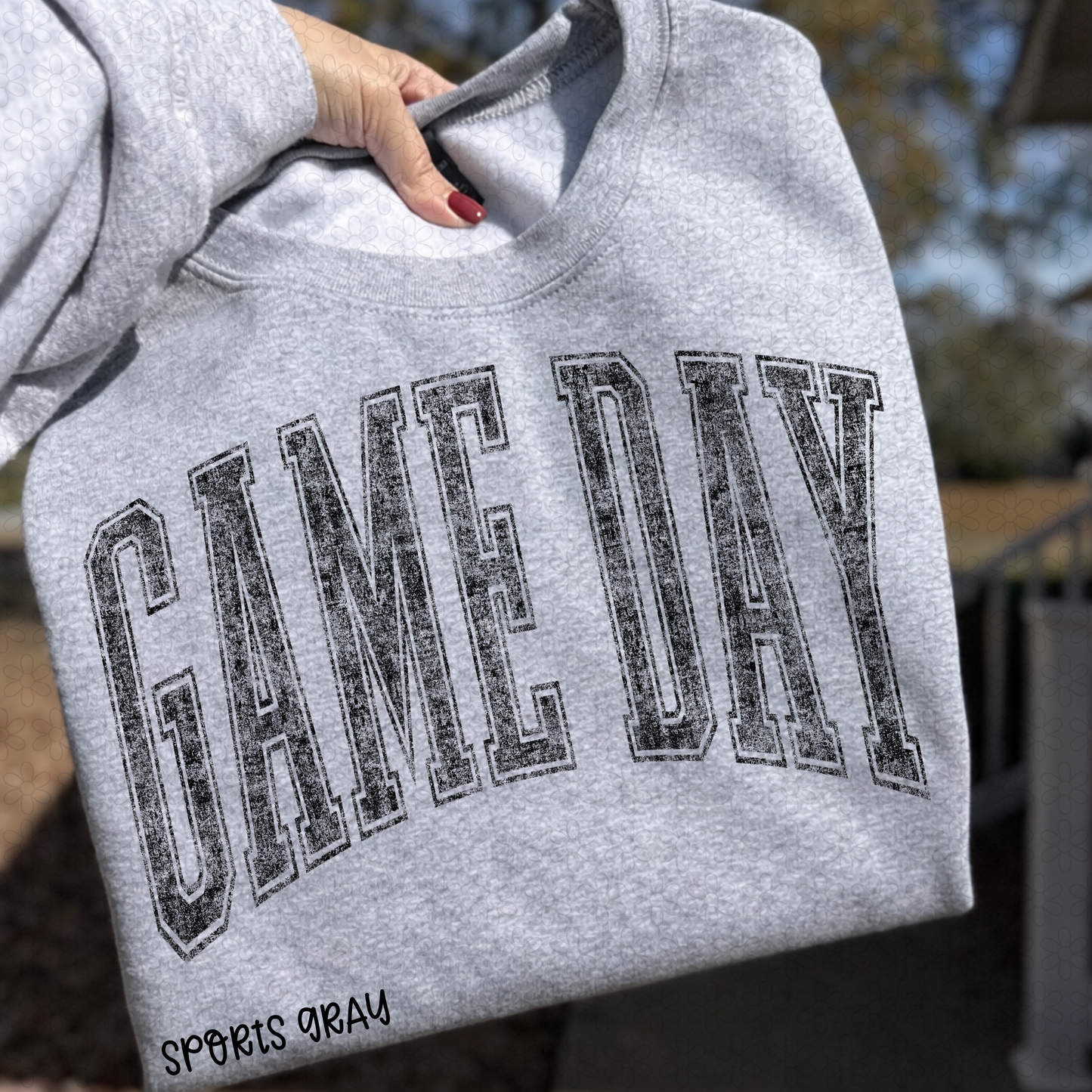 Black Grey Distressed Game Day Completed Tee