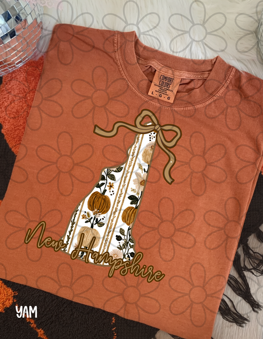 Fall Floral Pumpkin States (Multiple Options) DTF Transfer