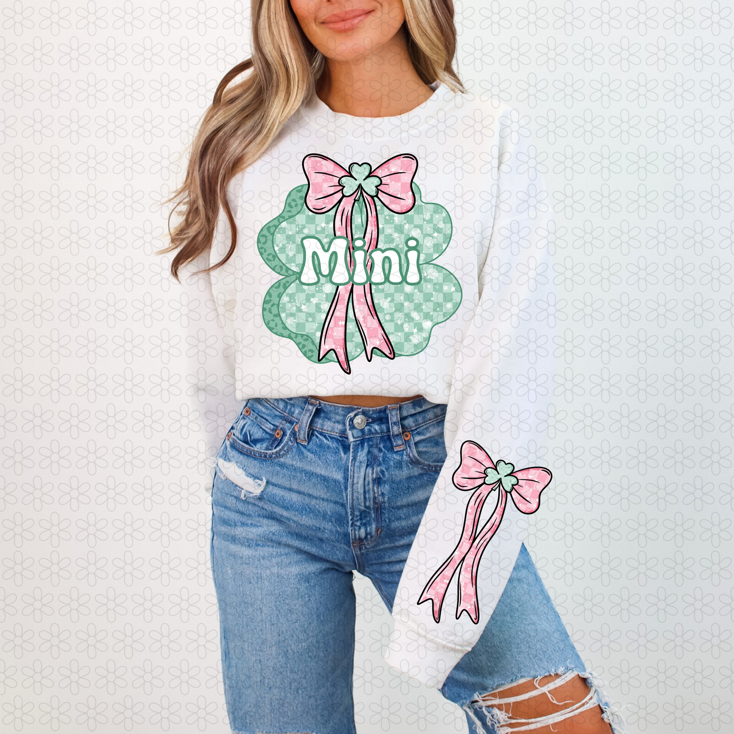 Checkered Coquette Mini Clover Completed Tee