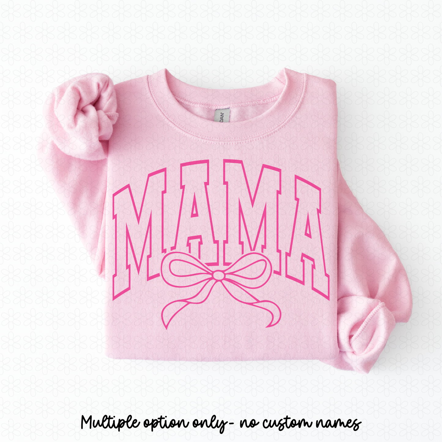 Varsity Pink Bow Name (Multiple Options- No Customs) Completed Tee