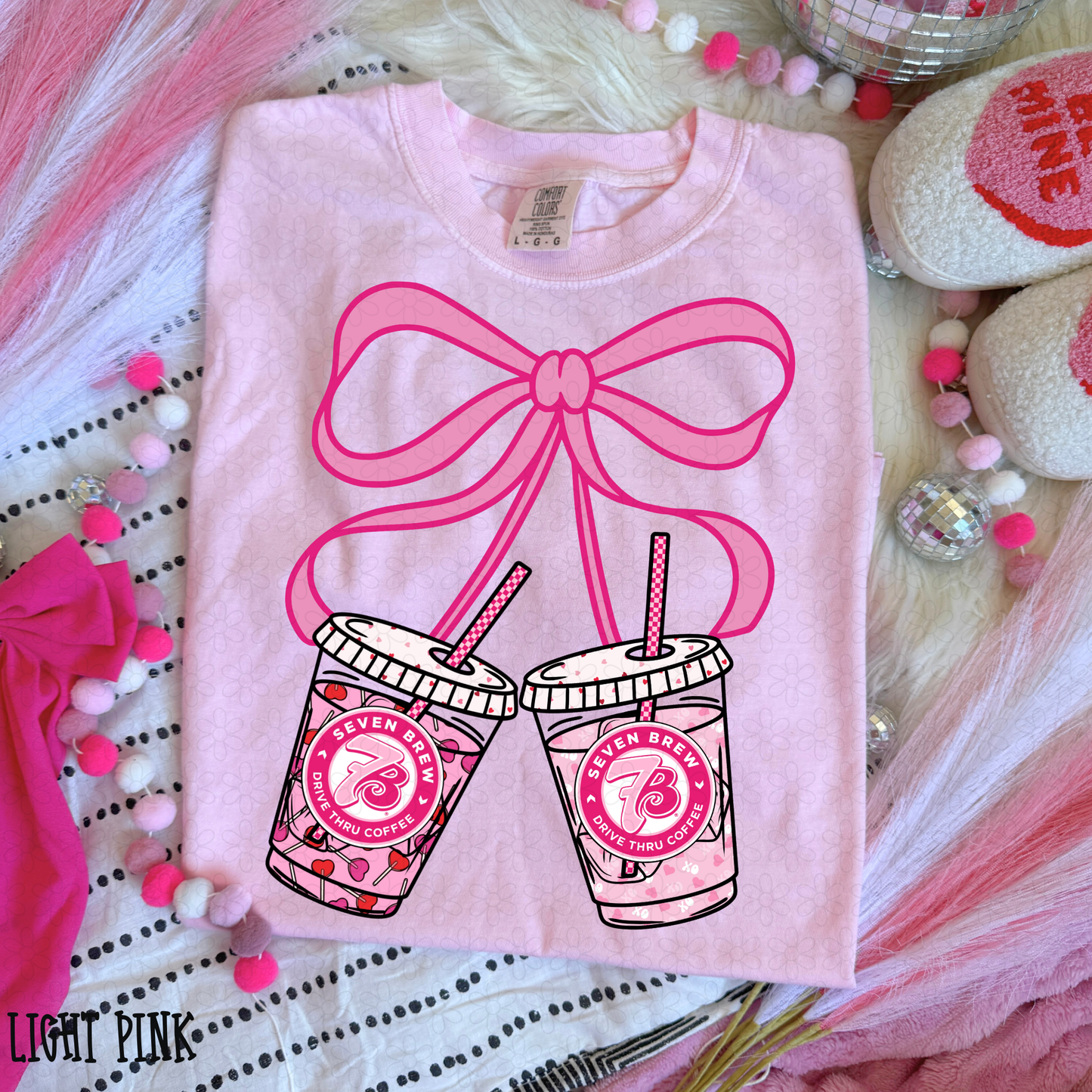 Pink Bow Valentines Drinks (Multiple Options) DTF Transfer