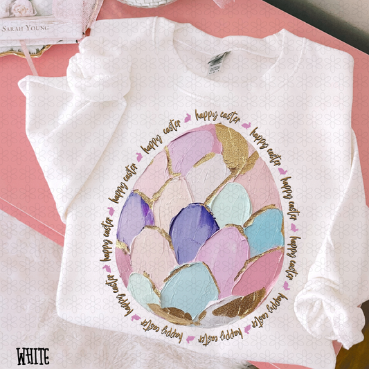 Painted Gold Glitter Egg Happy Easter DTF Transfer