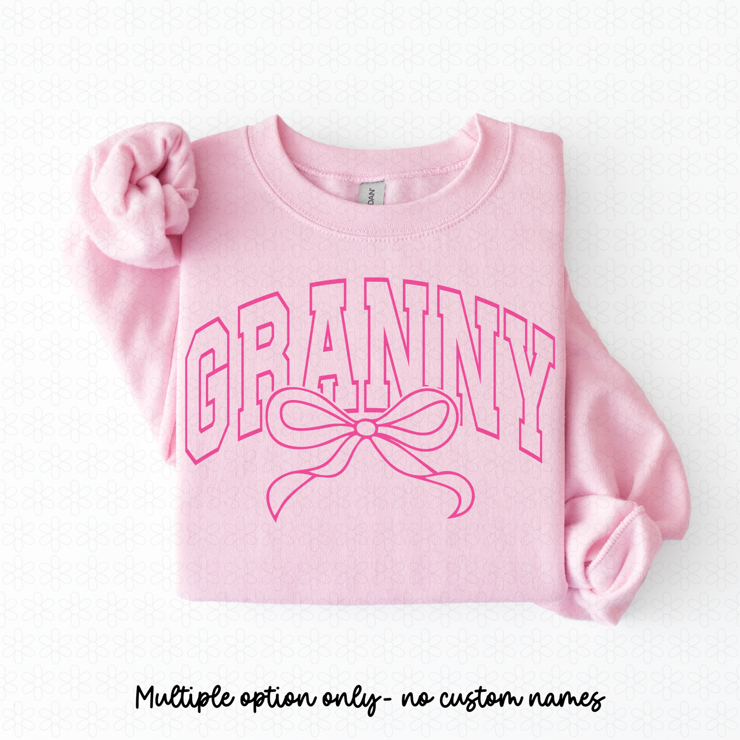 Varsity Pink Bow Name (Multiple Options- No Customs) DTF Transfer