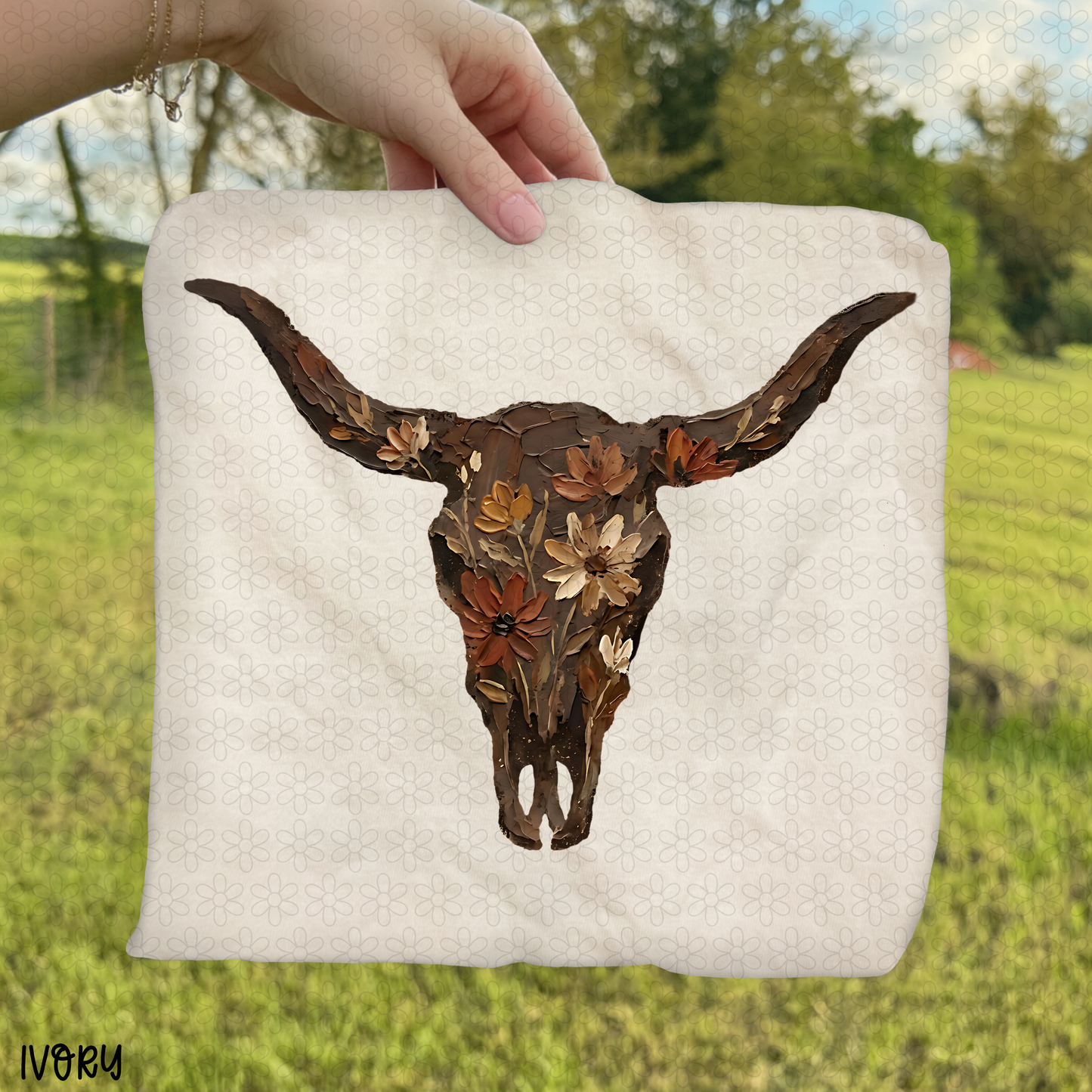 Floral Painted Skull DTF Transfer