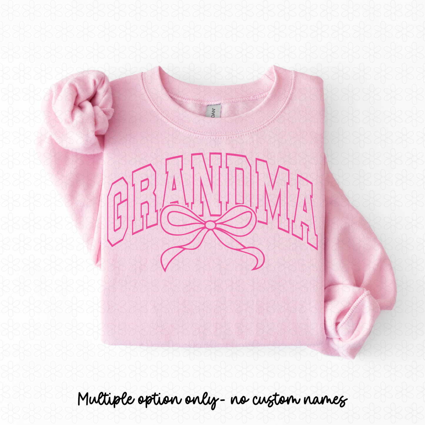 Varsity Pink Bow Name (Multiple Options- No Customs) Completed Tee