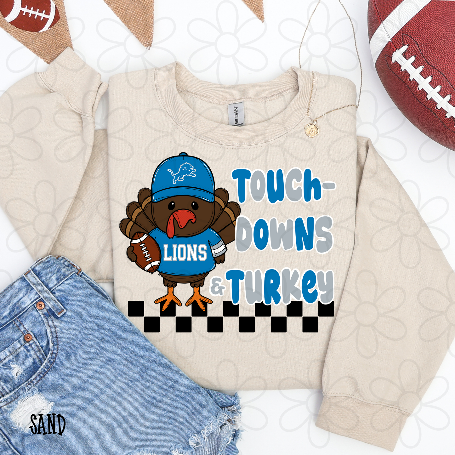Touchdowns & Turkey Football Teams (Multiple Options) Completed Tee