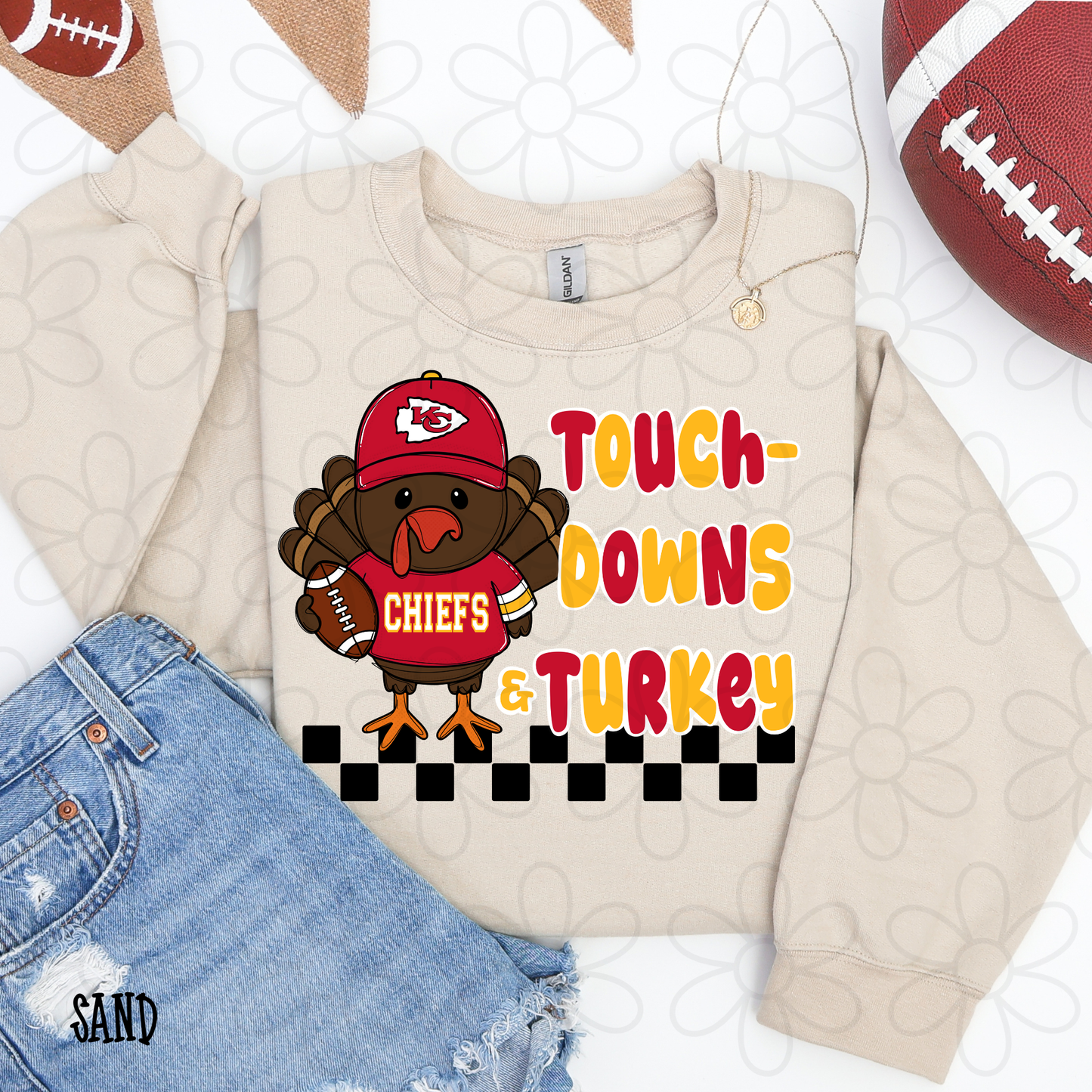 Touchdowns & Turkey Football Teams (Multiple Options) Completed Tee