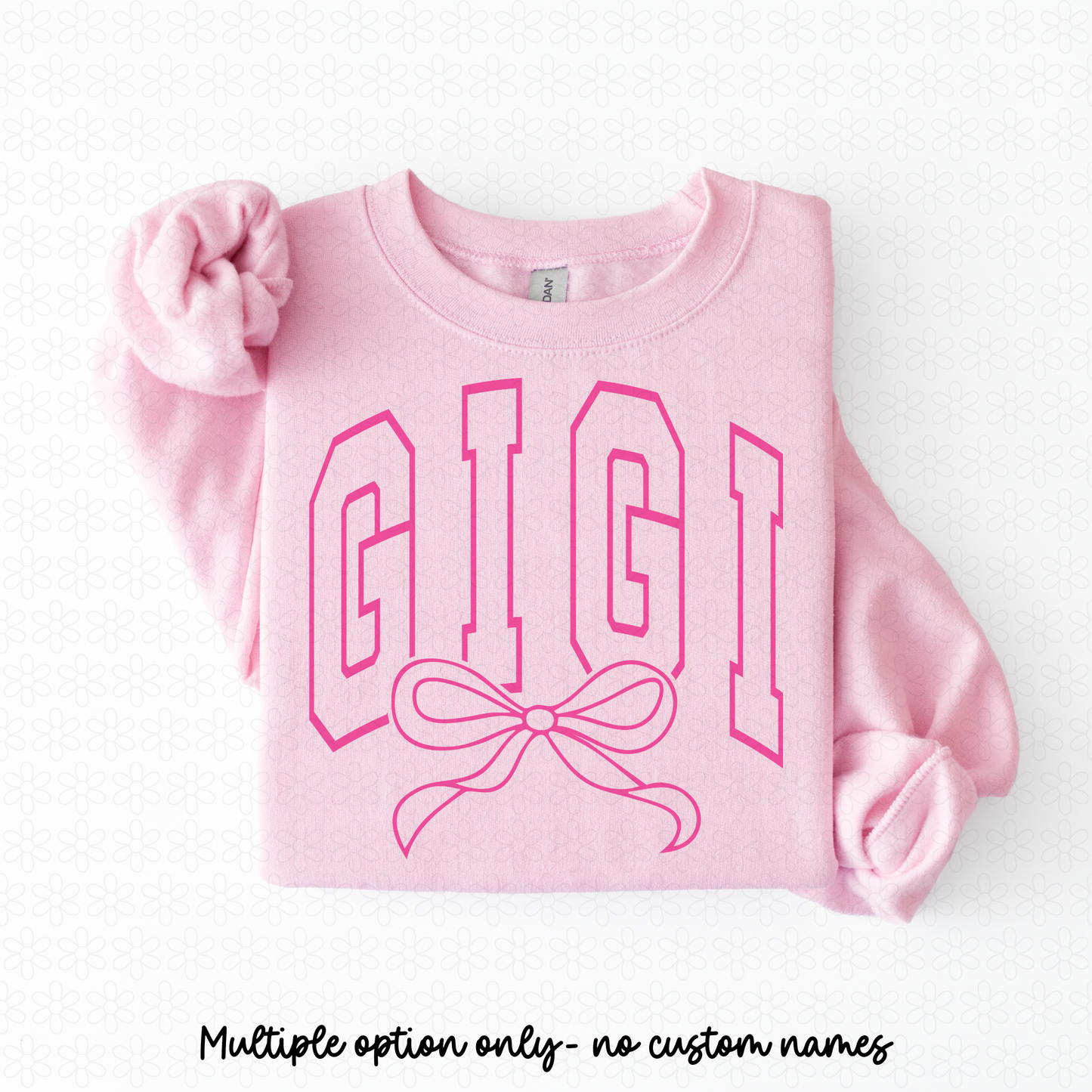 Varsity Pink Bow Name (Multiple Options- No Customs) Completed Tee