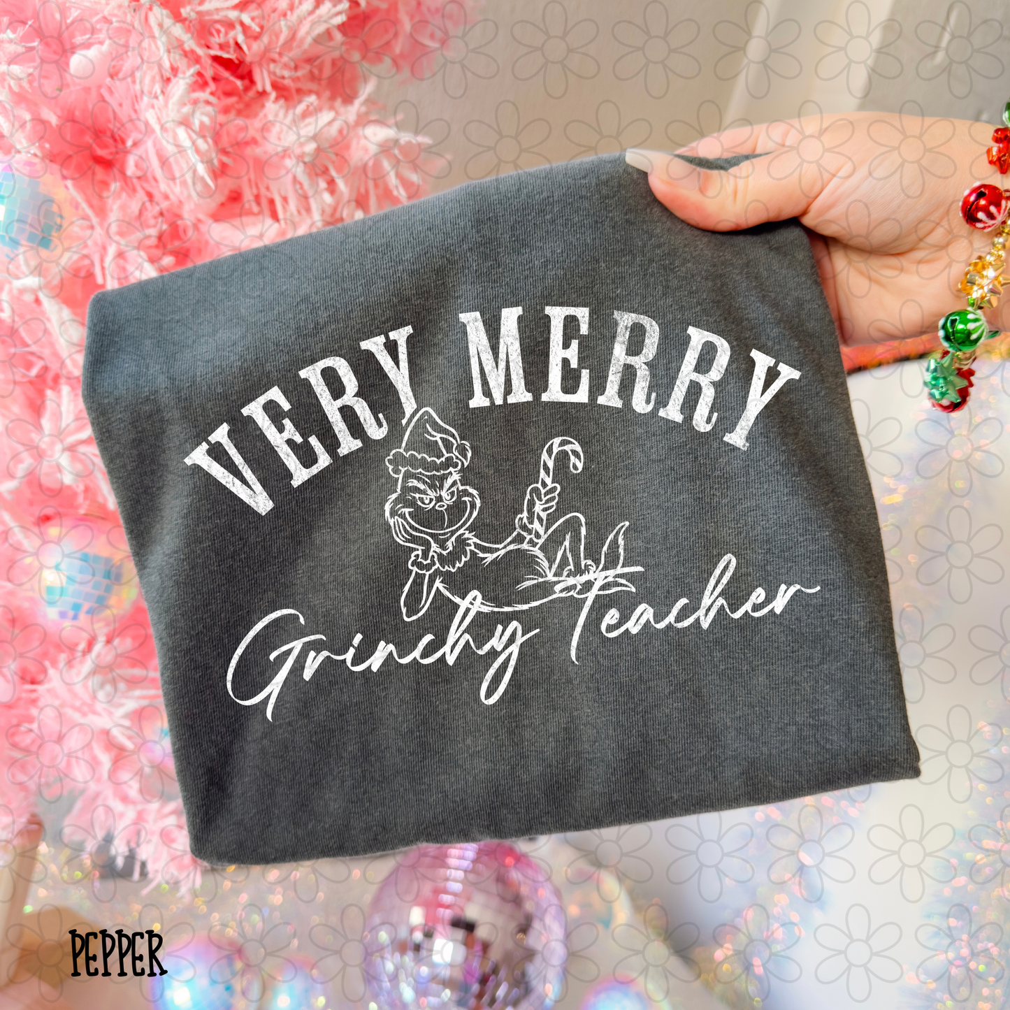 Very Merry Grinchy Name White (Multiple Options) Completed Tee