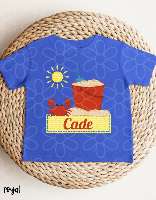 Beach Crab Boys Custom Name DTF Transfer